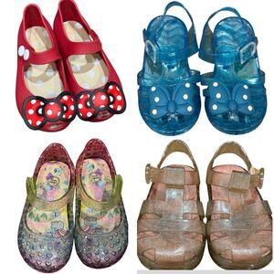 Girls Jelly Sandal Bundle Toddler Size 6-7 Bow Glitter Summer Shoes Lot Rainbow